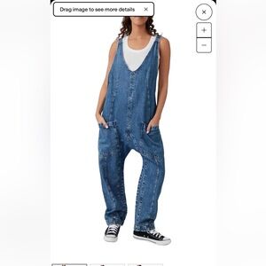 Free People High Roller Women's Blue Denim Jumpsuit/ Overalls